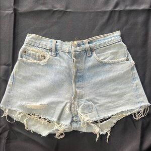 Levi's Light Blue Distressed Cheeky Jean Shorts